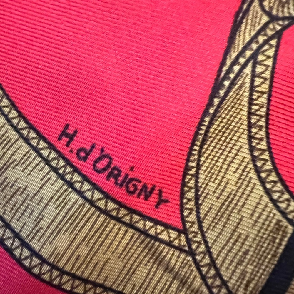 Hermès Esperon D’Or Red and Gold Silk Scarf - Picture 4 of 9